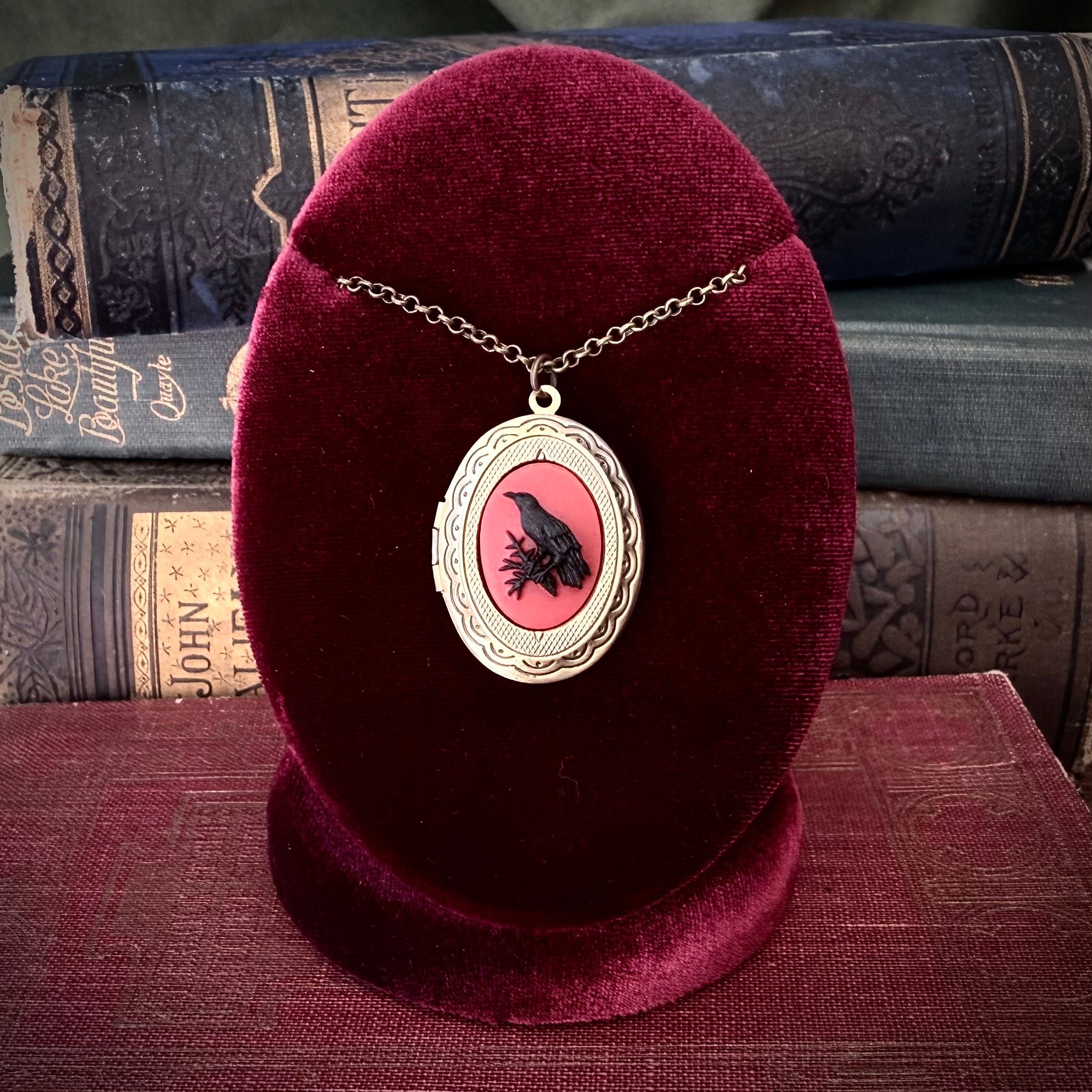 Gothic Raven Locket Necklace