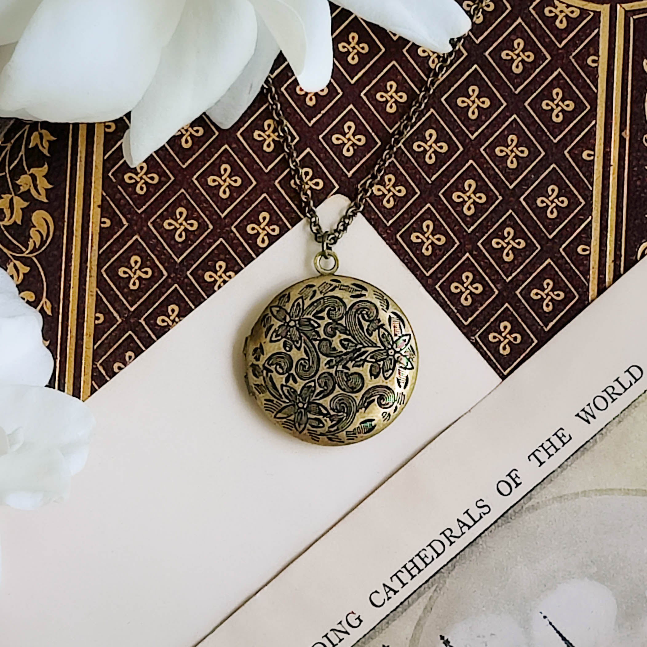Floral Circlet Locket Necklace