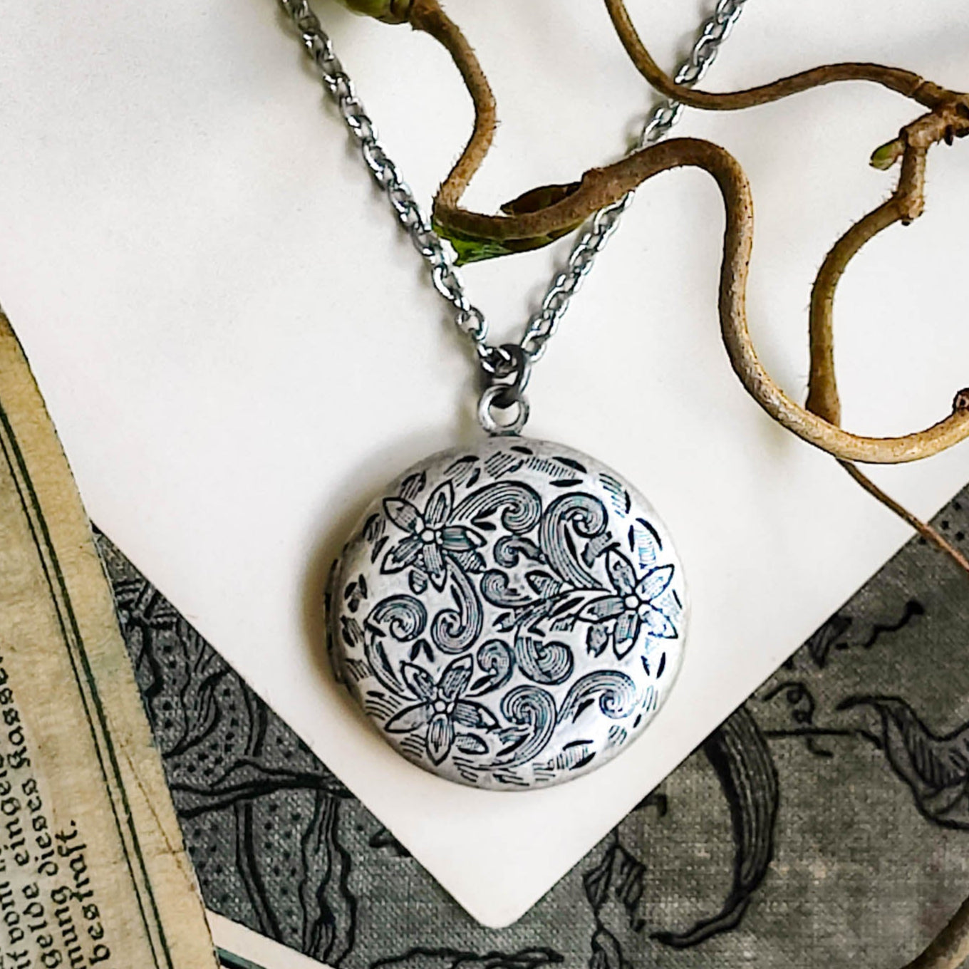 Floral Circlet Locket Necklace