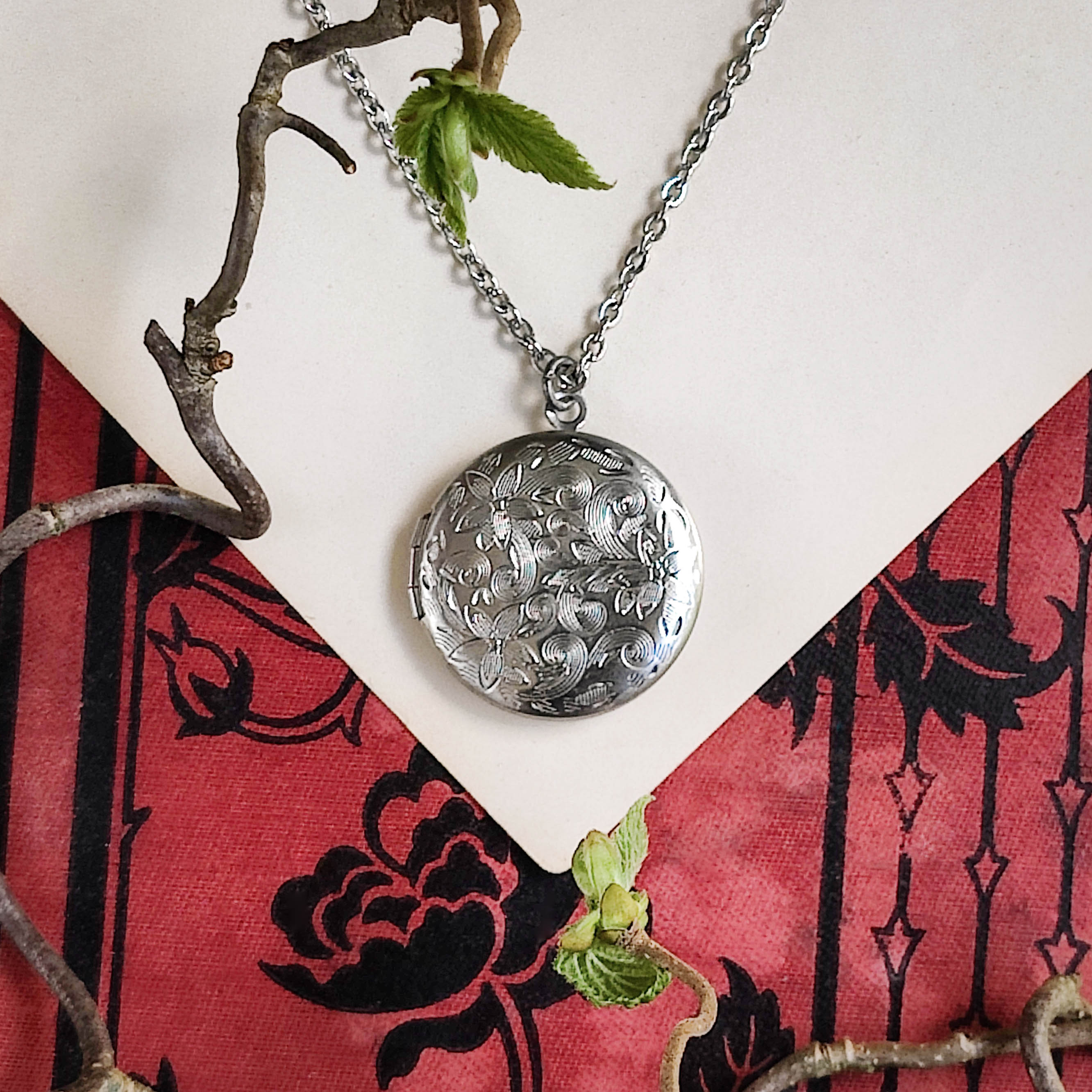 Floral Circlet Locket Necklace