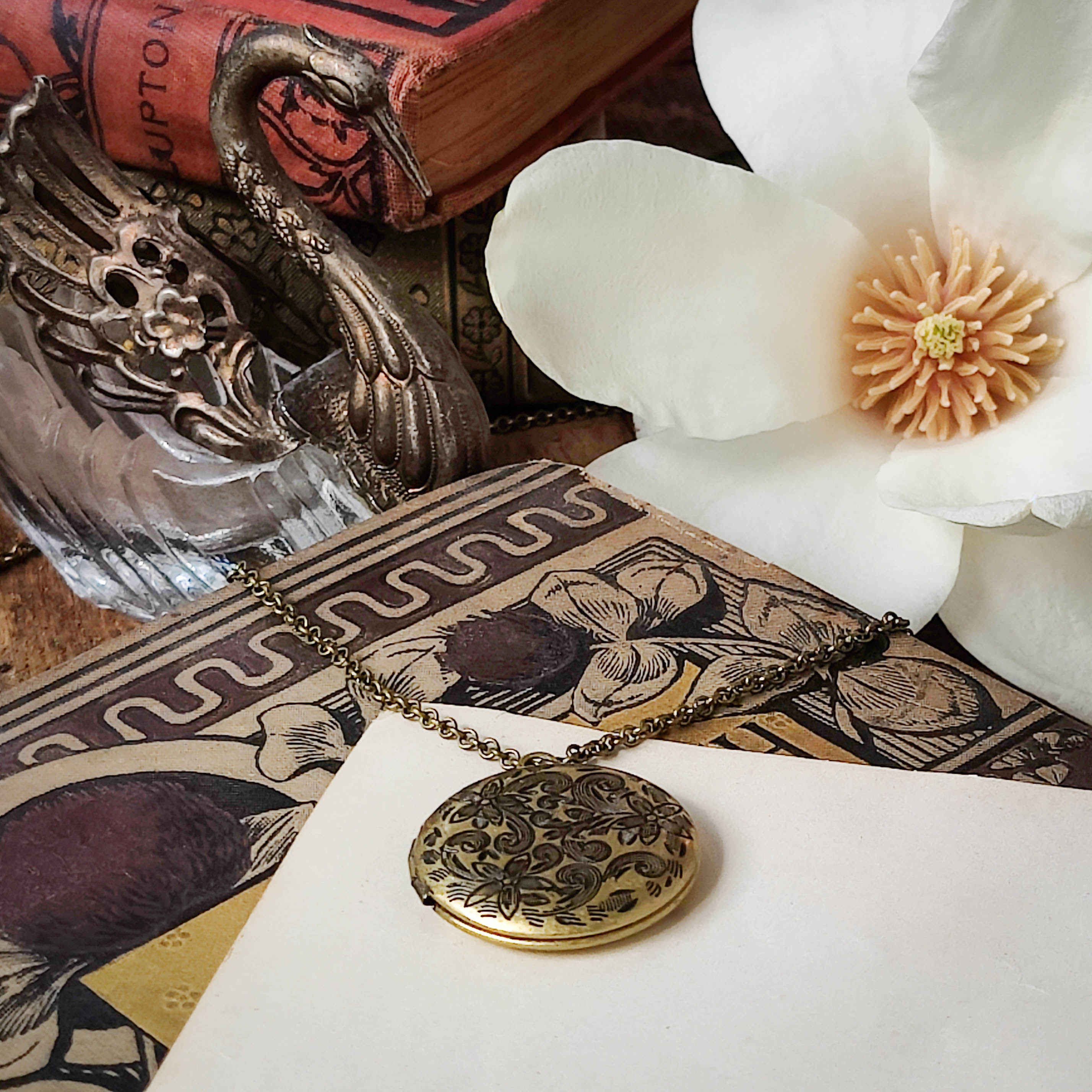 Floral Circlet Locket Necklace