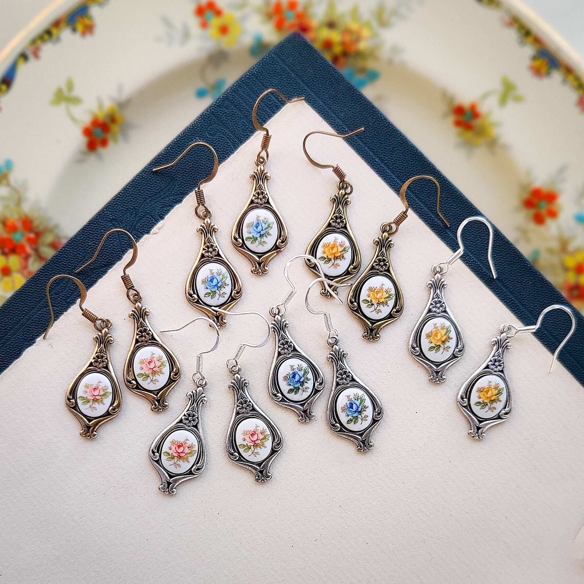 Earrings with Vintage Rose