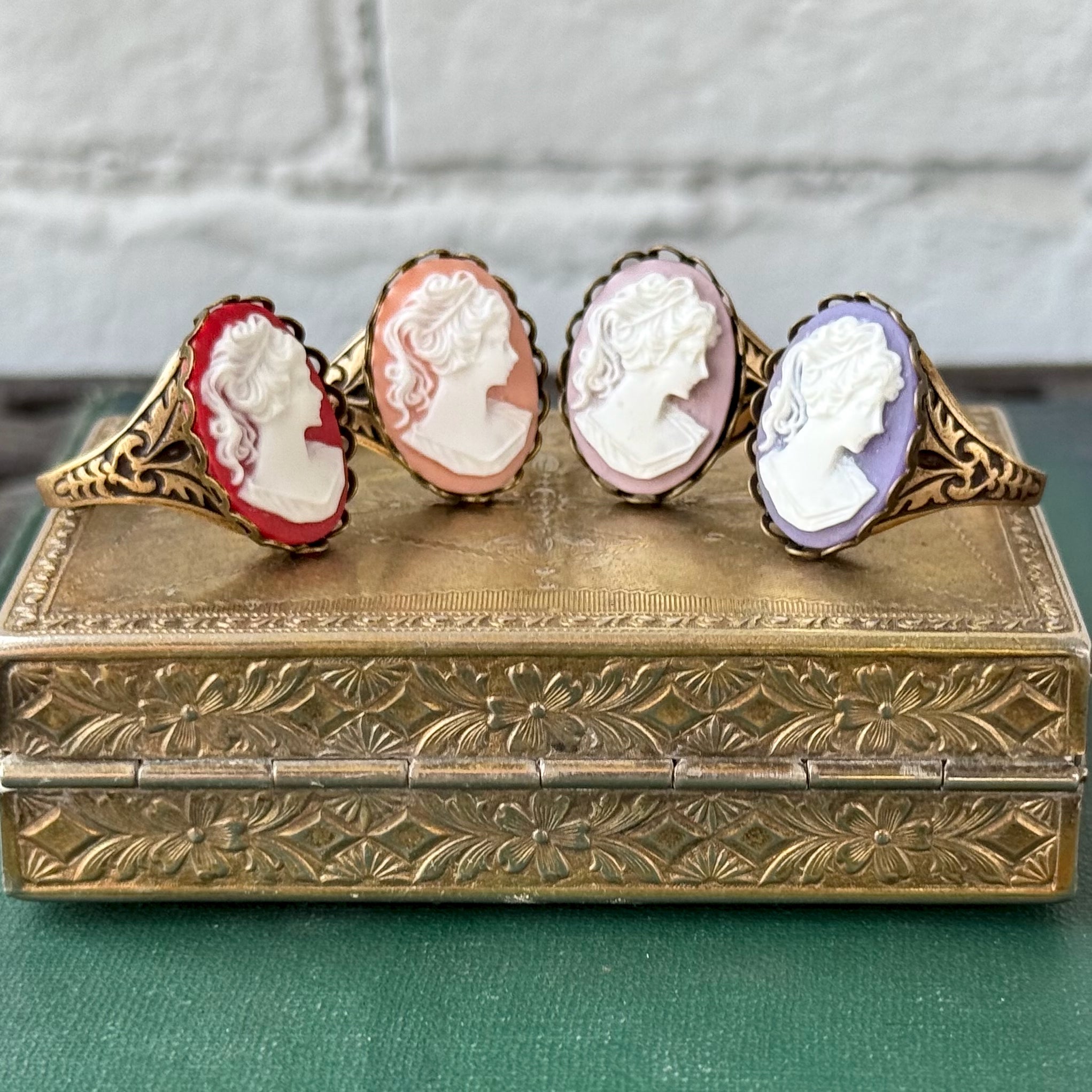 Woman Cameo Ring in Pink, Purple or Red