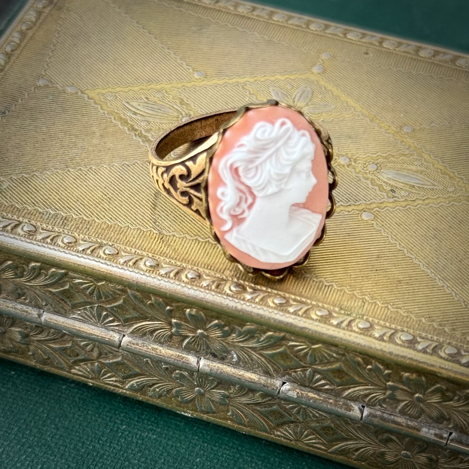 Woman Cameo Ring in Pink, Purple or Red
