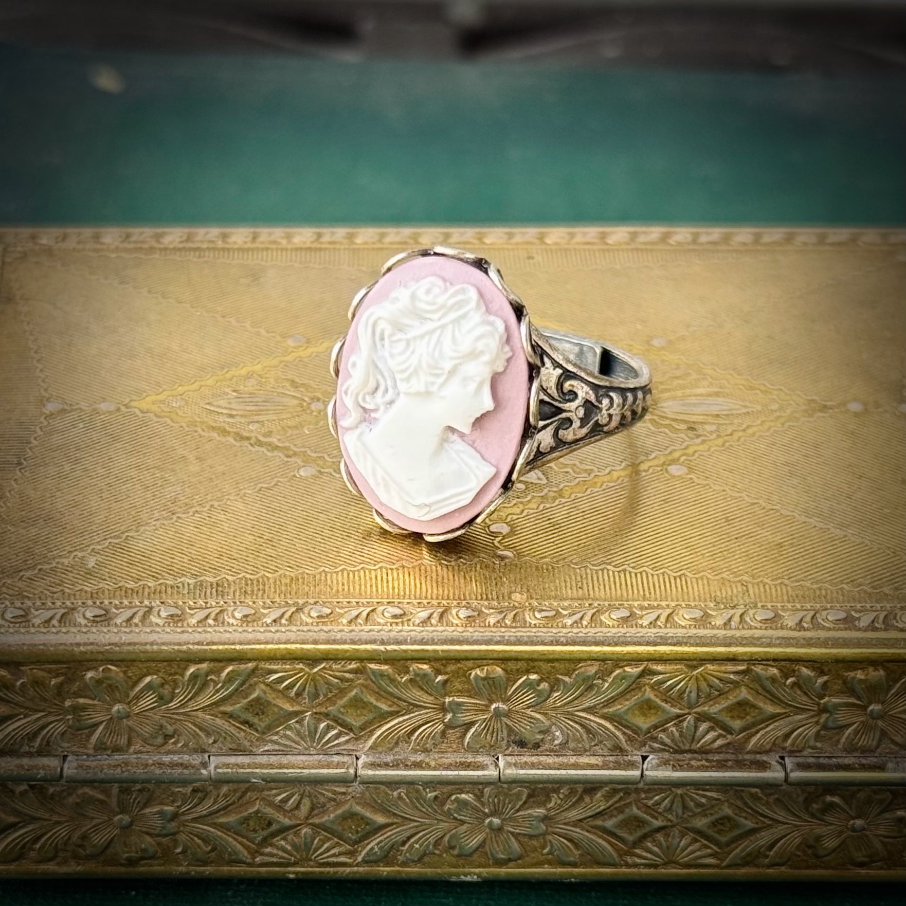 Woman Cameo Ring in Pink, Purple or Red