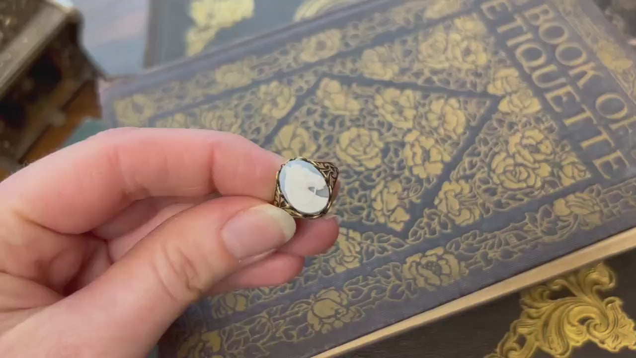 Horse Cameo Ring in Blue