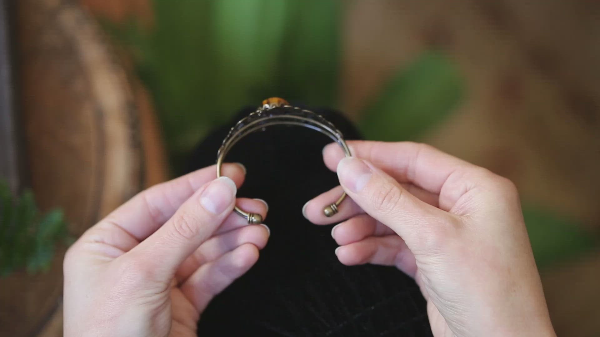 Warm-toned Stone Cuff Bracelet