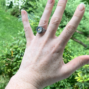 Silver Compass Ring in Vintage Style