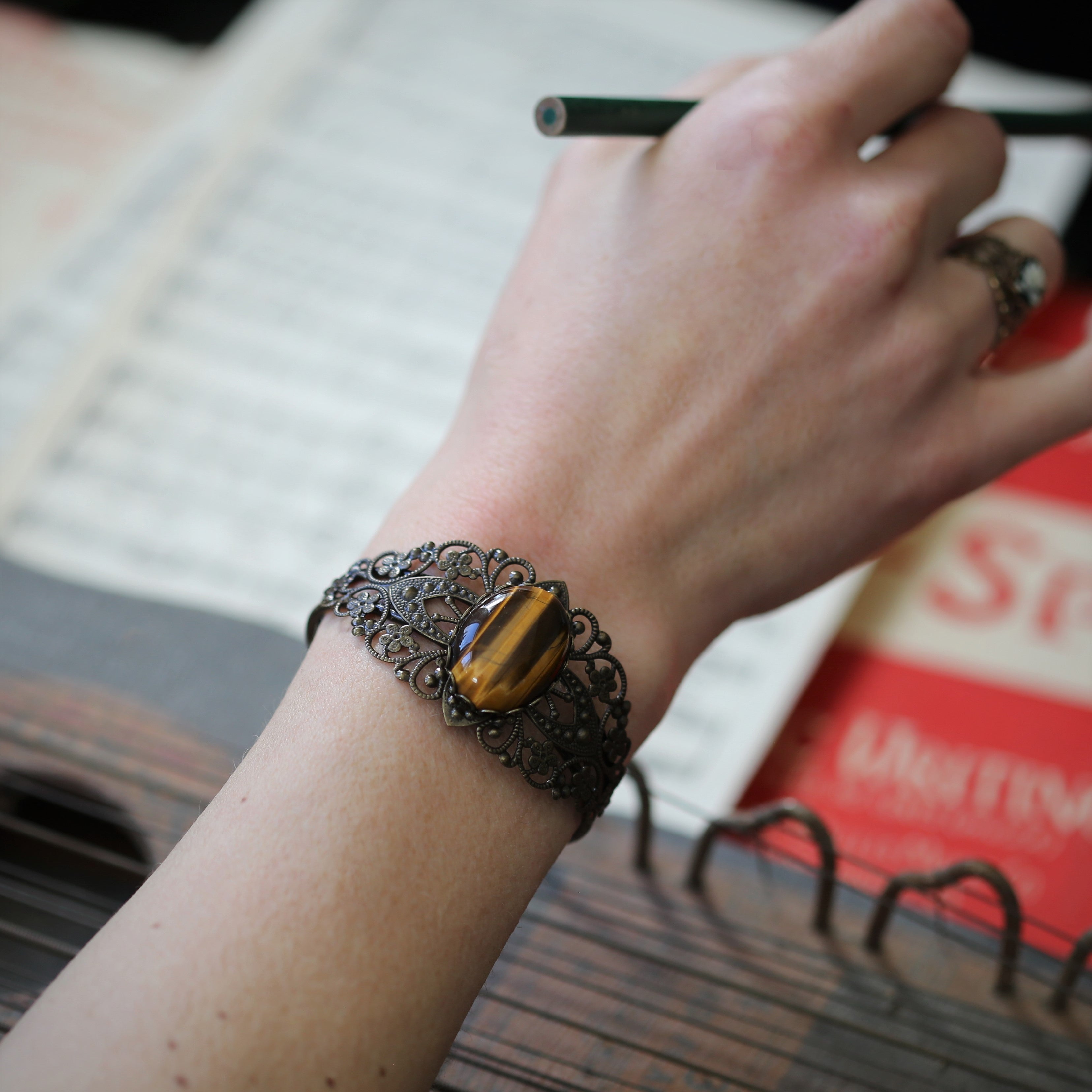 Warm-toned Stone Cuff Bracelet