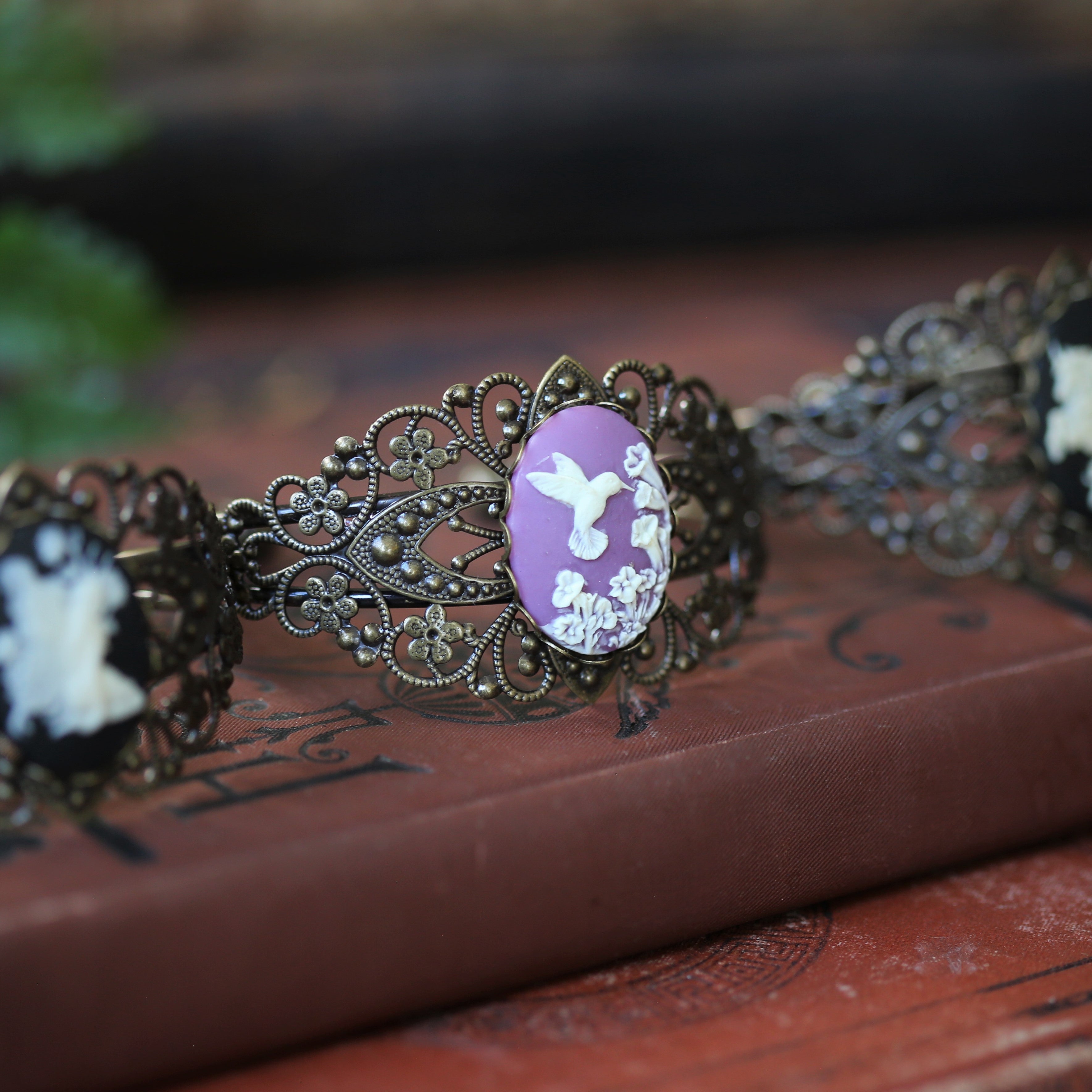 Hummingbird Cameo Bracelet Cuff