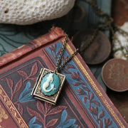 Mermaid Cameo Book Locket in Antique Brass or Silver