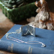 Compass Book Locket in Antiqued Silver Plate Vintage Style