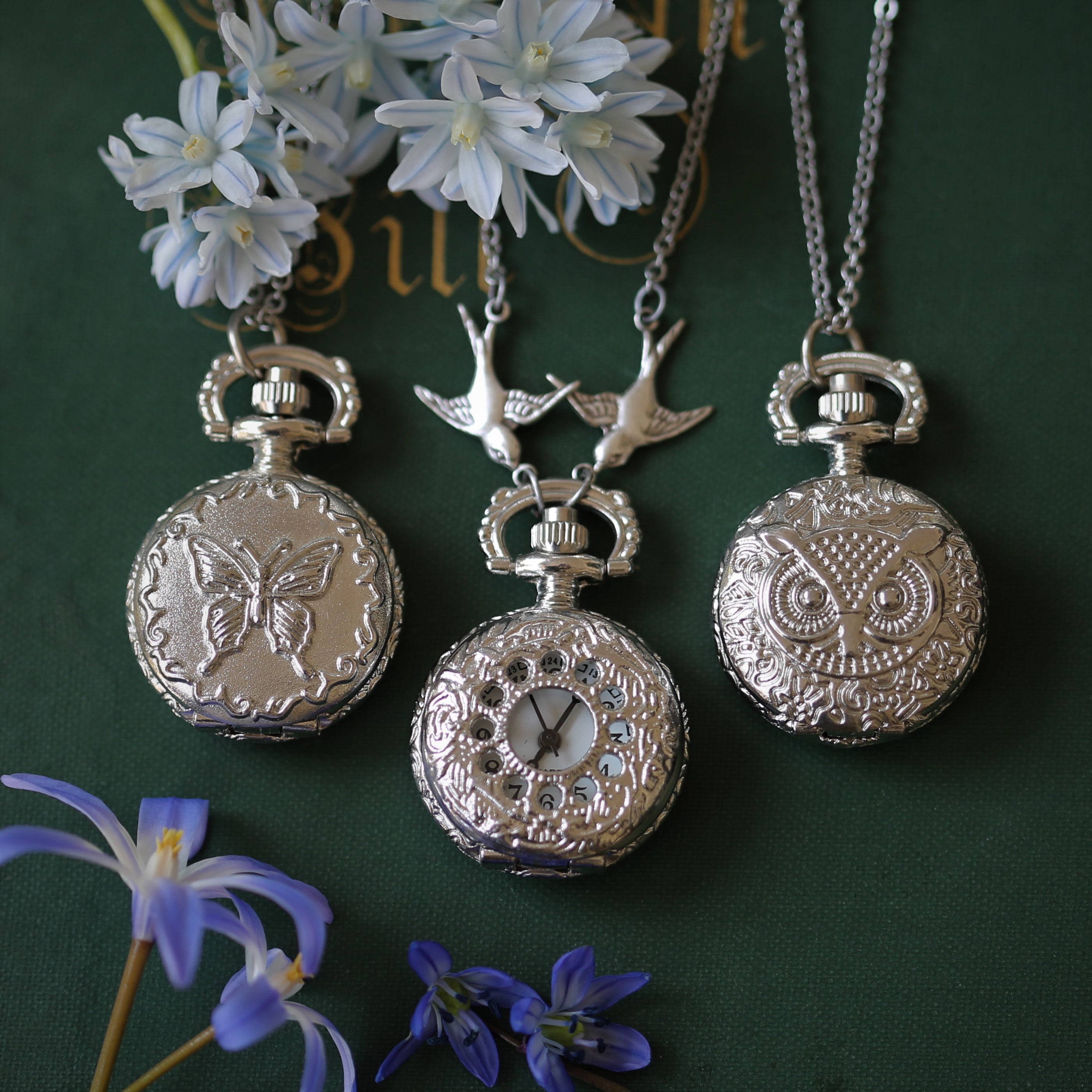 Small Silver Pocket Watch Necklace