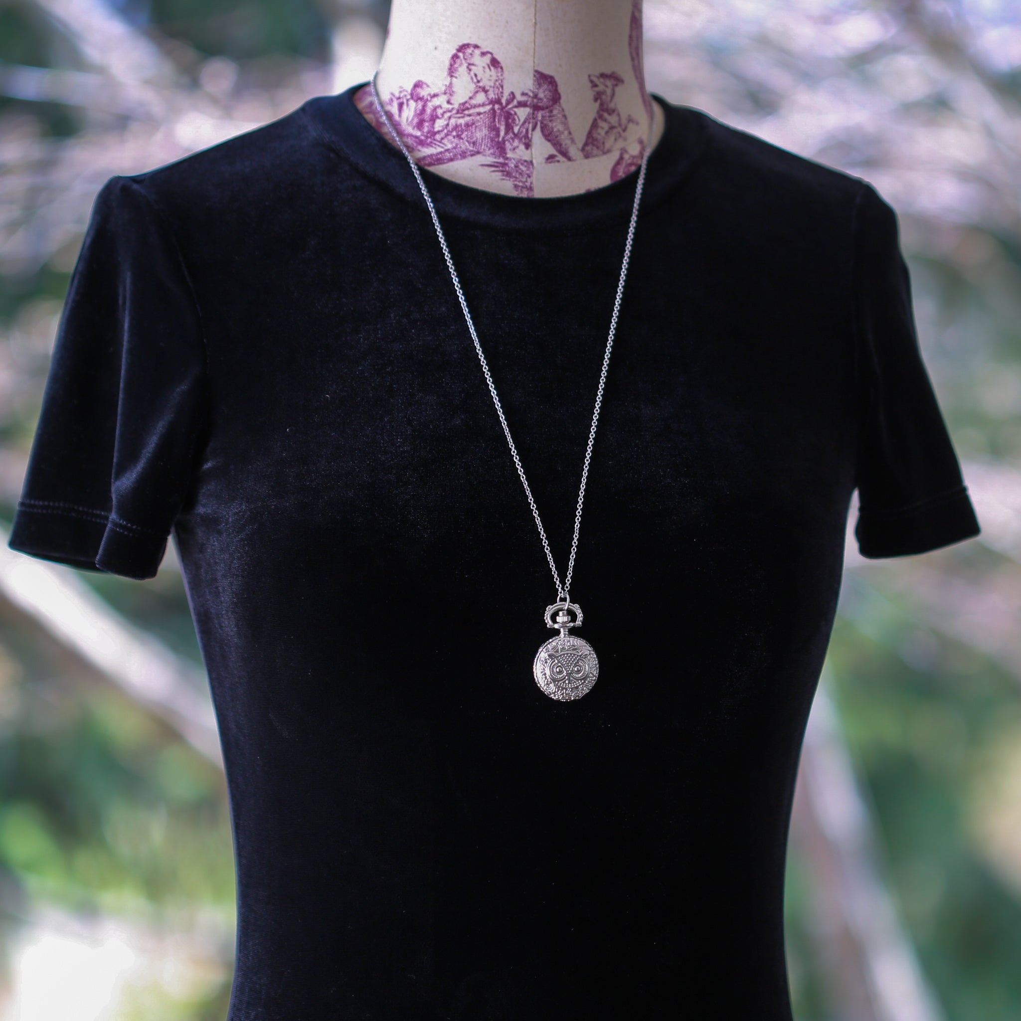 Small Silver Pocket Watch Necklace
