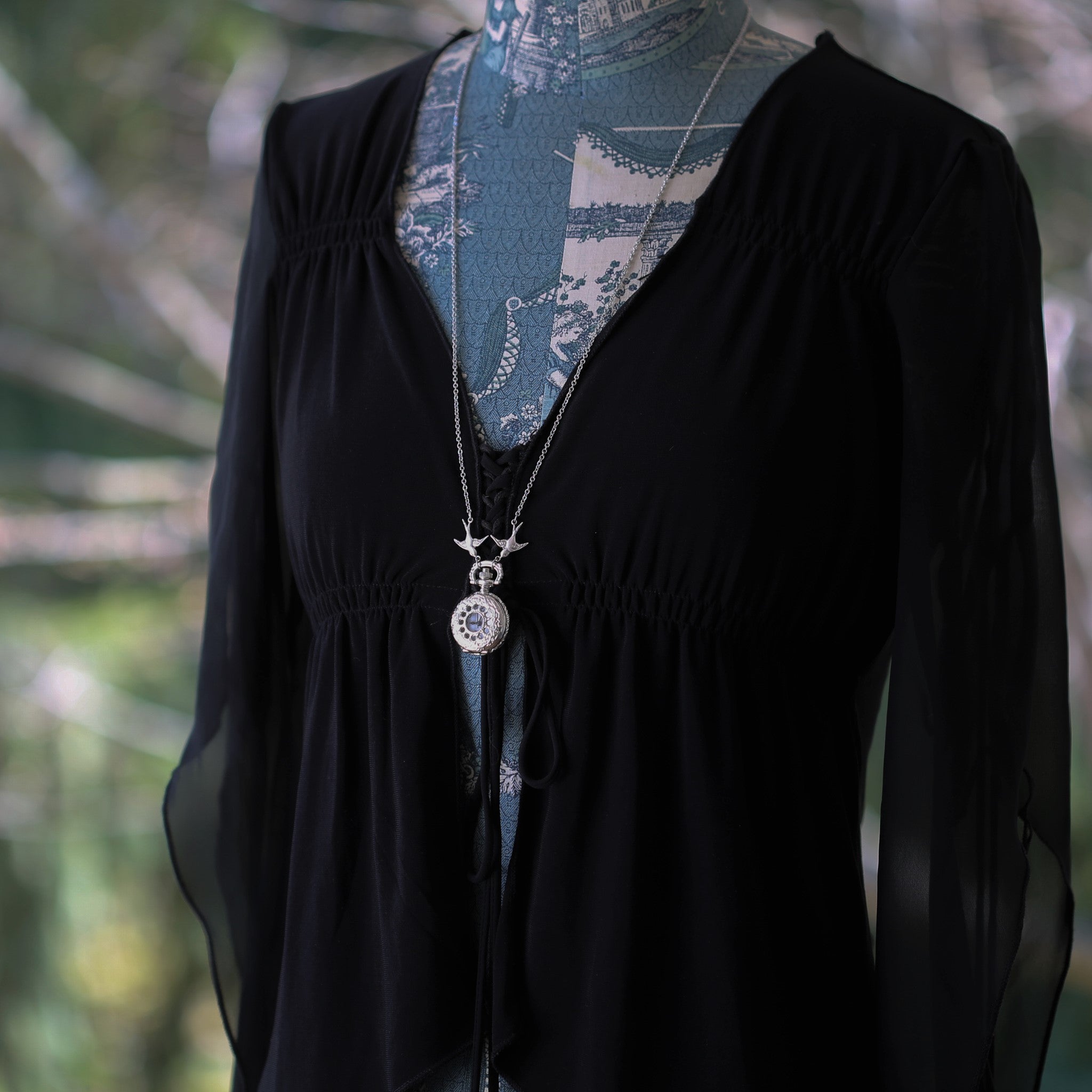 Small Silver Pocket Watch Necklace