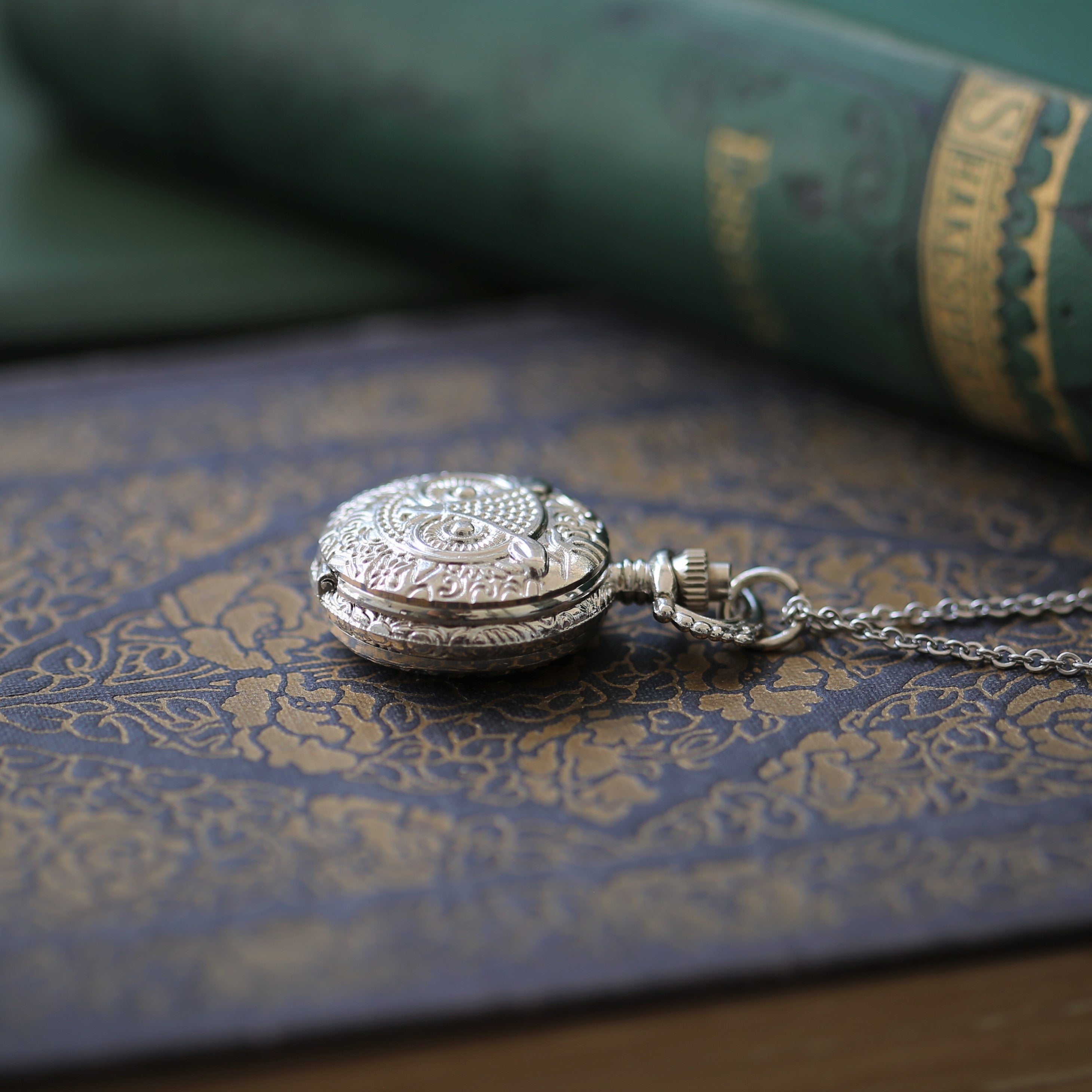 Small Silver Pocket Watch Necklace