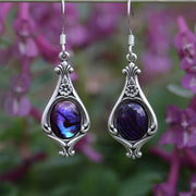 Semi-precious Stone Earrings on a Vintage Victorian Base in Antiqued Silver or Brass