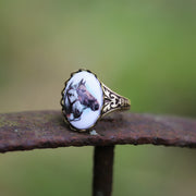 Vintage Horse Cameo Rings on Antiqued Brass or Silver Adjustable Band