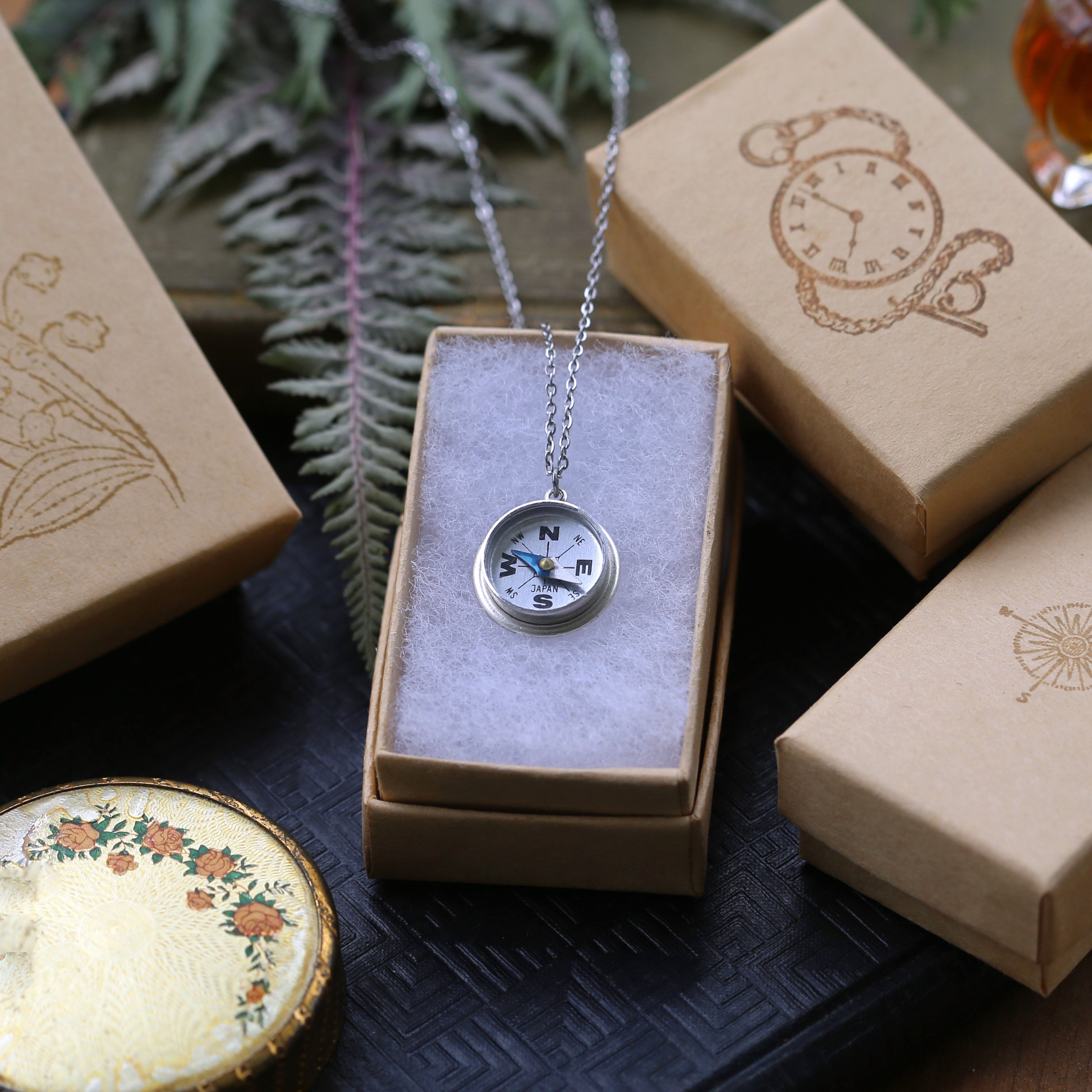 Silver Filigree Compass Necklace
