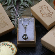 Small Silver Filigree Compass Necklace:  Choose Dragonflies or Birds