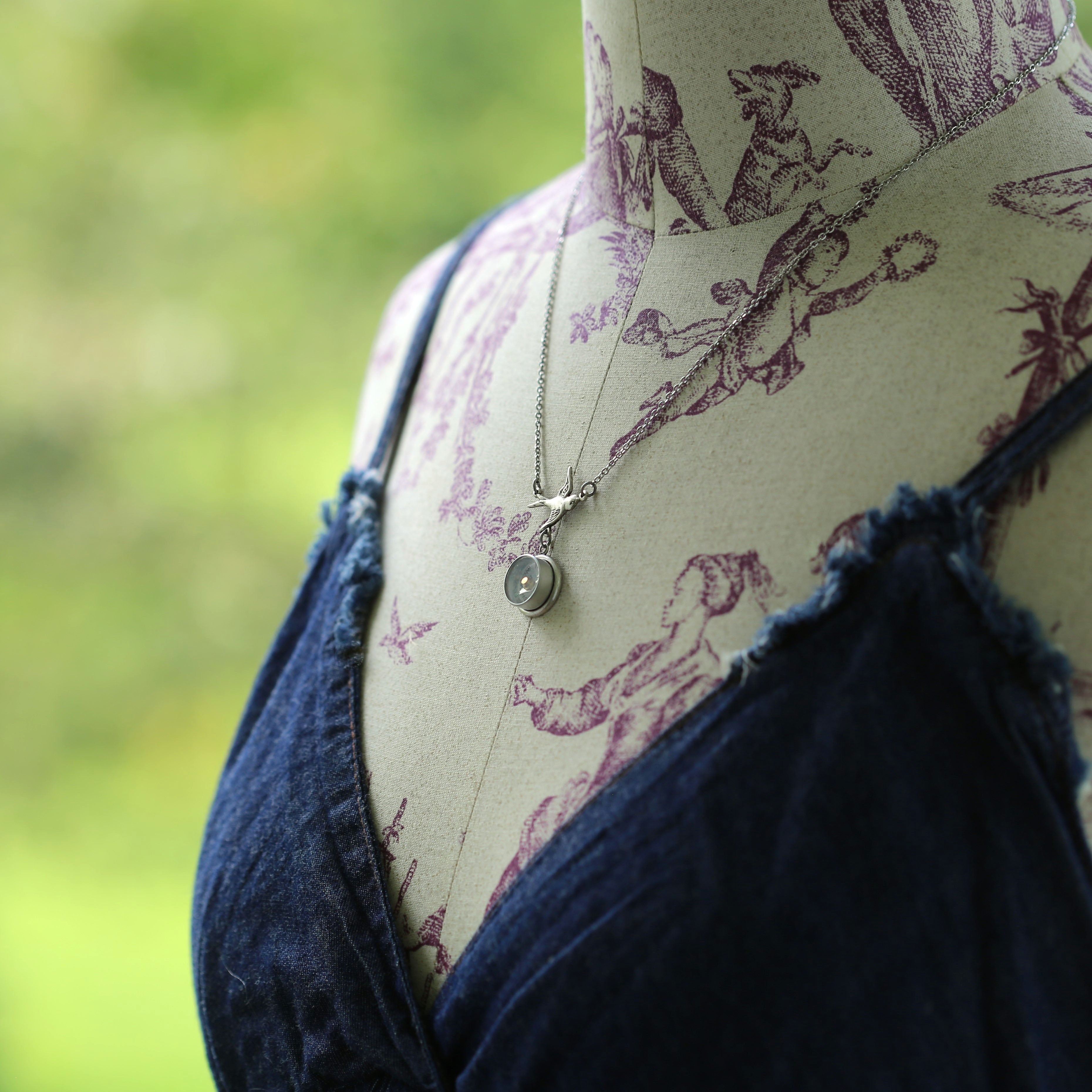 Small Silver Compass Necklace