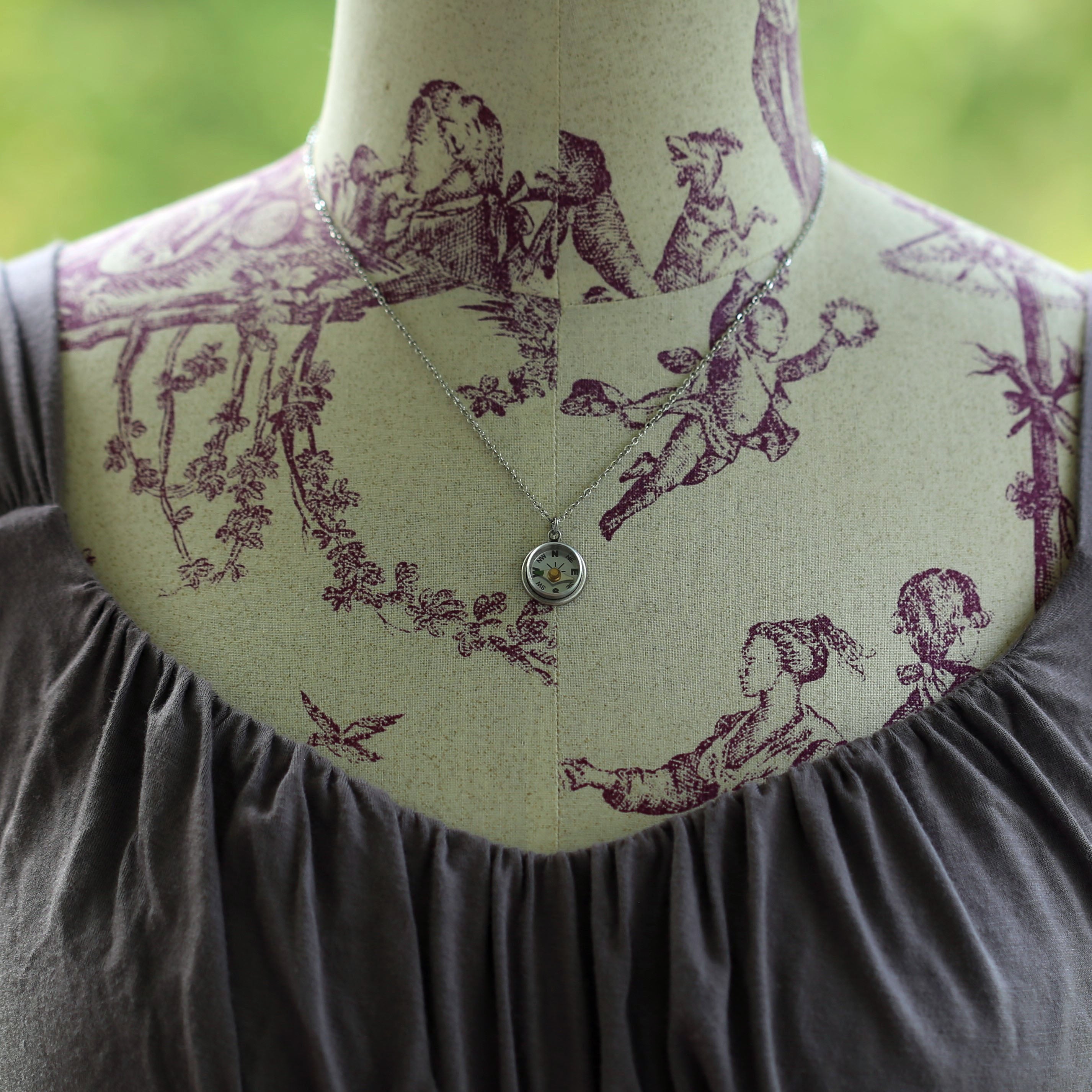 Small Silver Compass Necklace