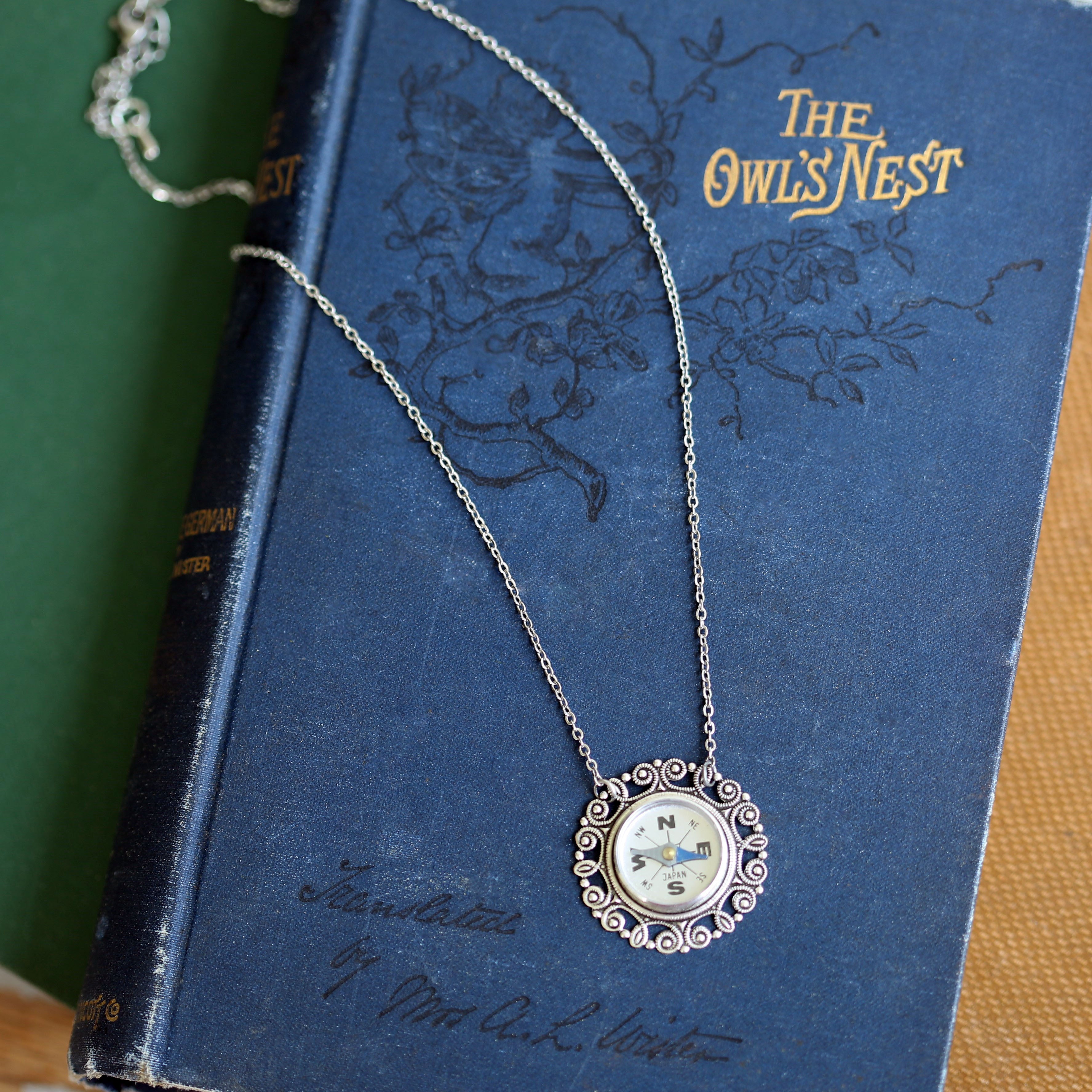 Silver Filigree Compass Necklace