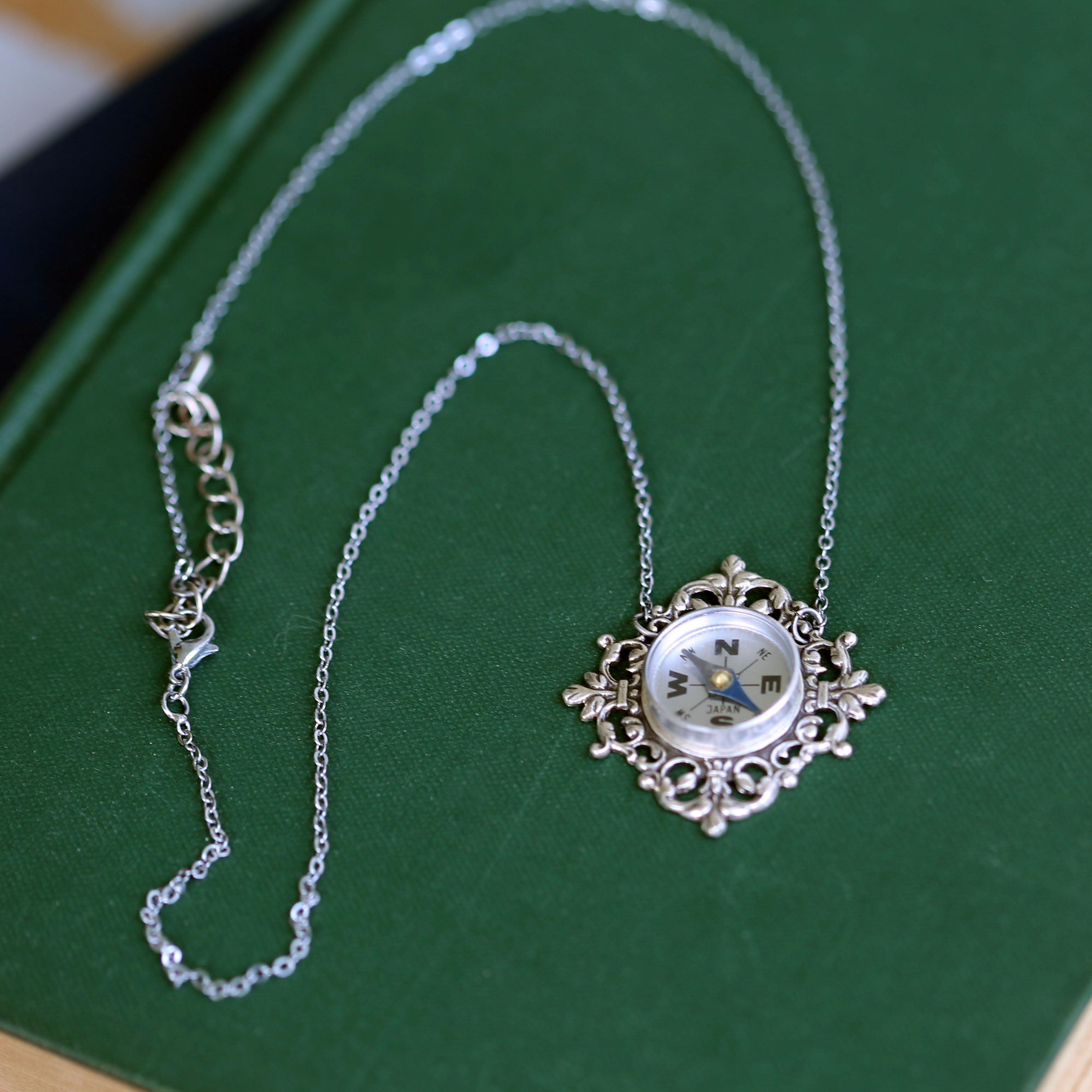 Silver Filigree Compass Necklace