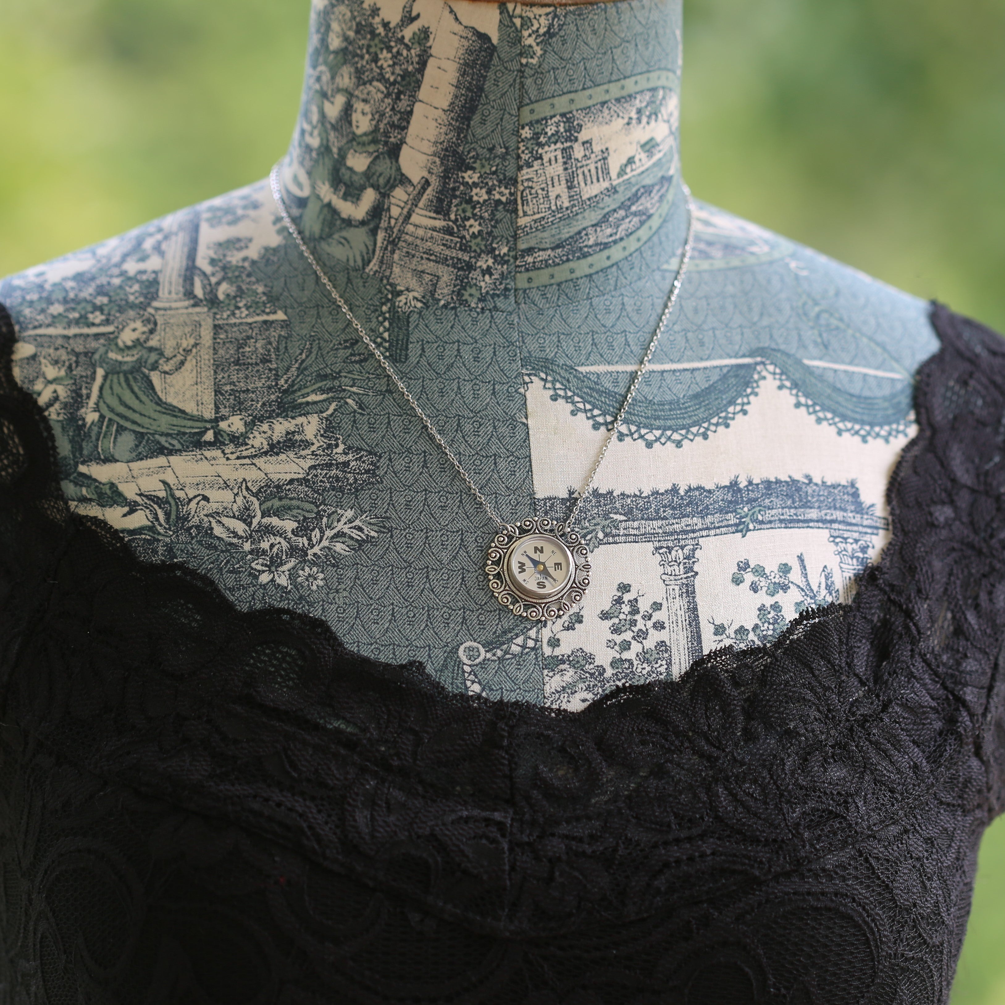 Silver Filigree Compass Necklace