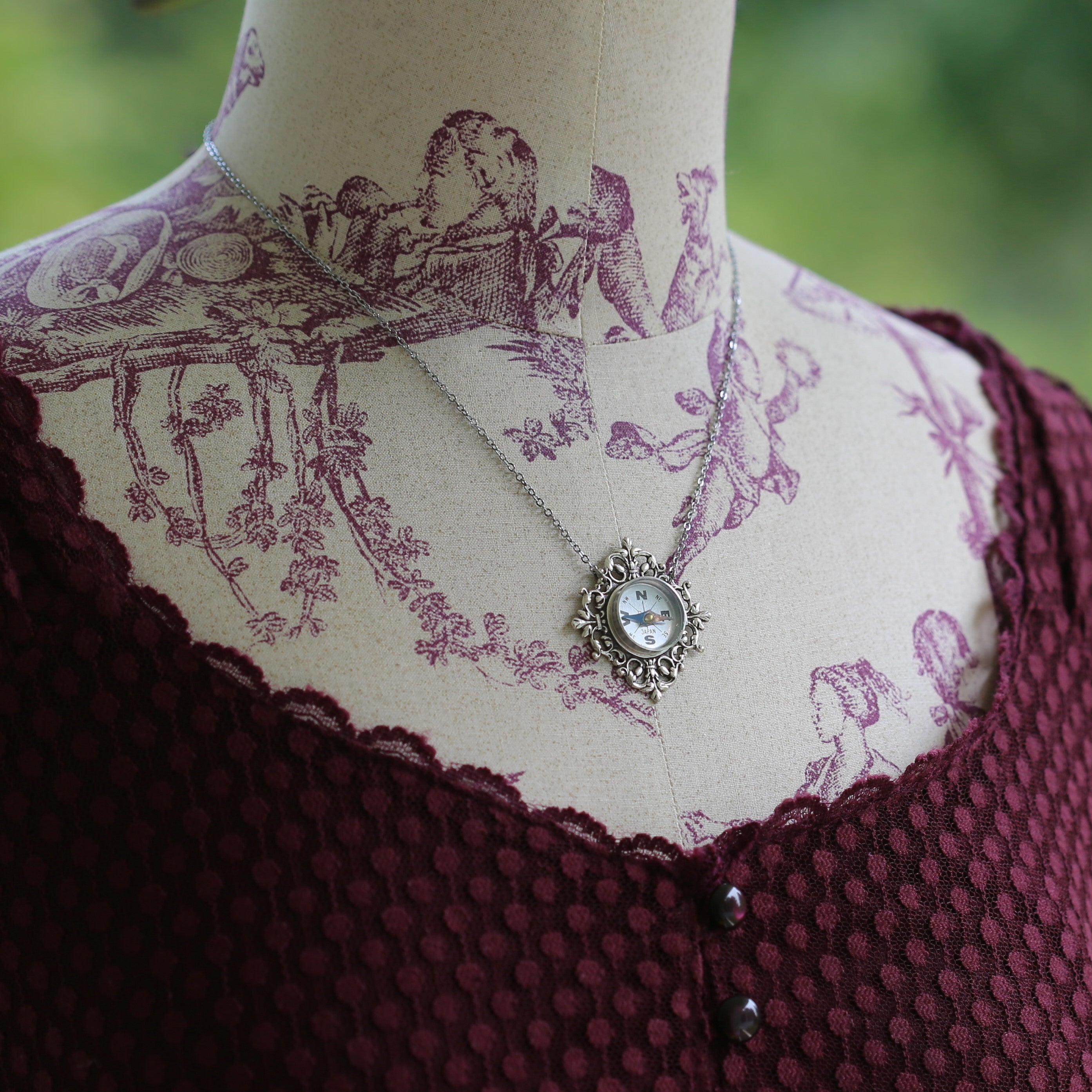 Silver Filigree Compass Necklace