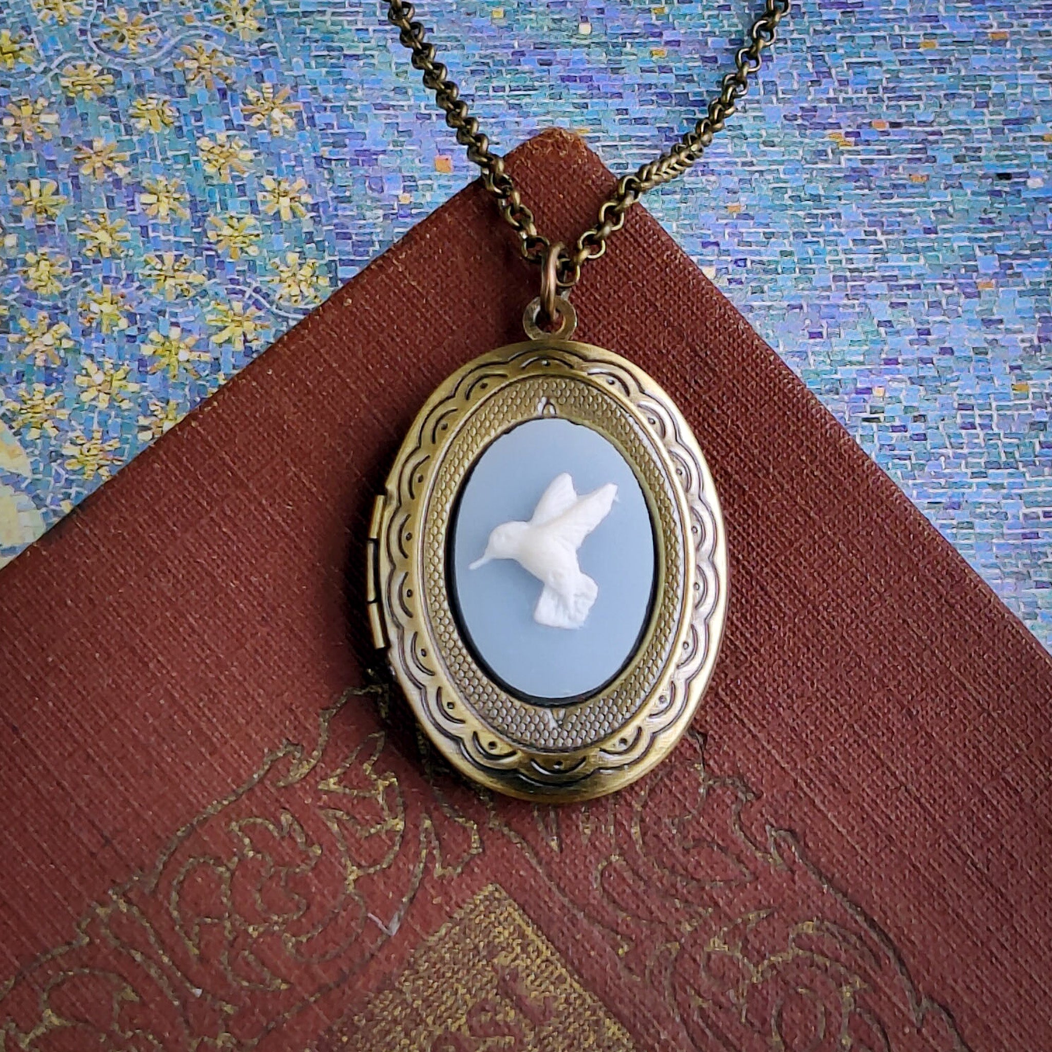 Hummingbird Cameo Locket