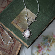 Victorian Rose Bouquet Flower Cameo Necklace - Choose a Color and Metal