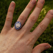 Blue Rose Cameo Ring in Antiqued Silver or Brass