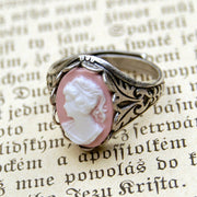 Cameo Ring- Pink Lady in Silver