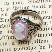 Cameo Ring- Pink Lady in Silver