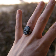 Skeleton Lady Cameo Ring- Black and Brass