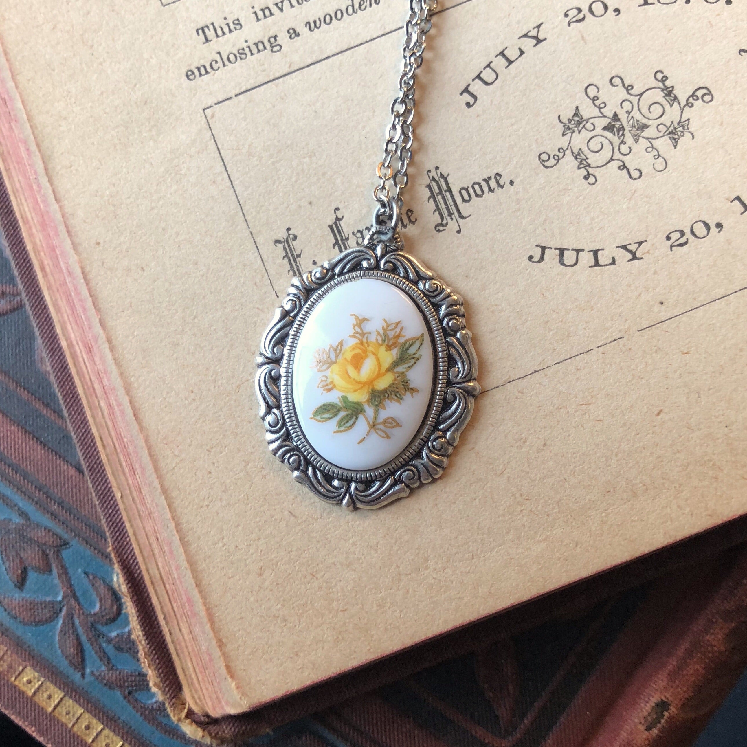 Vintage Rose Cameo Necklace