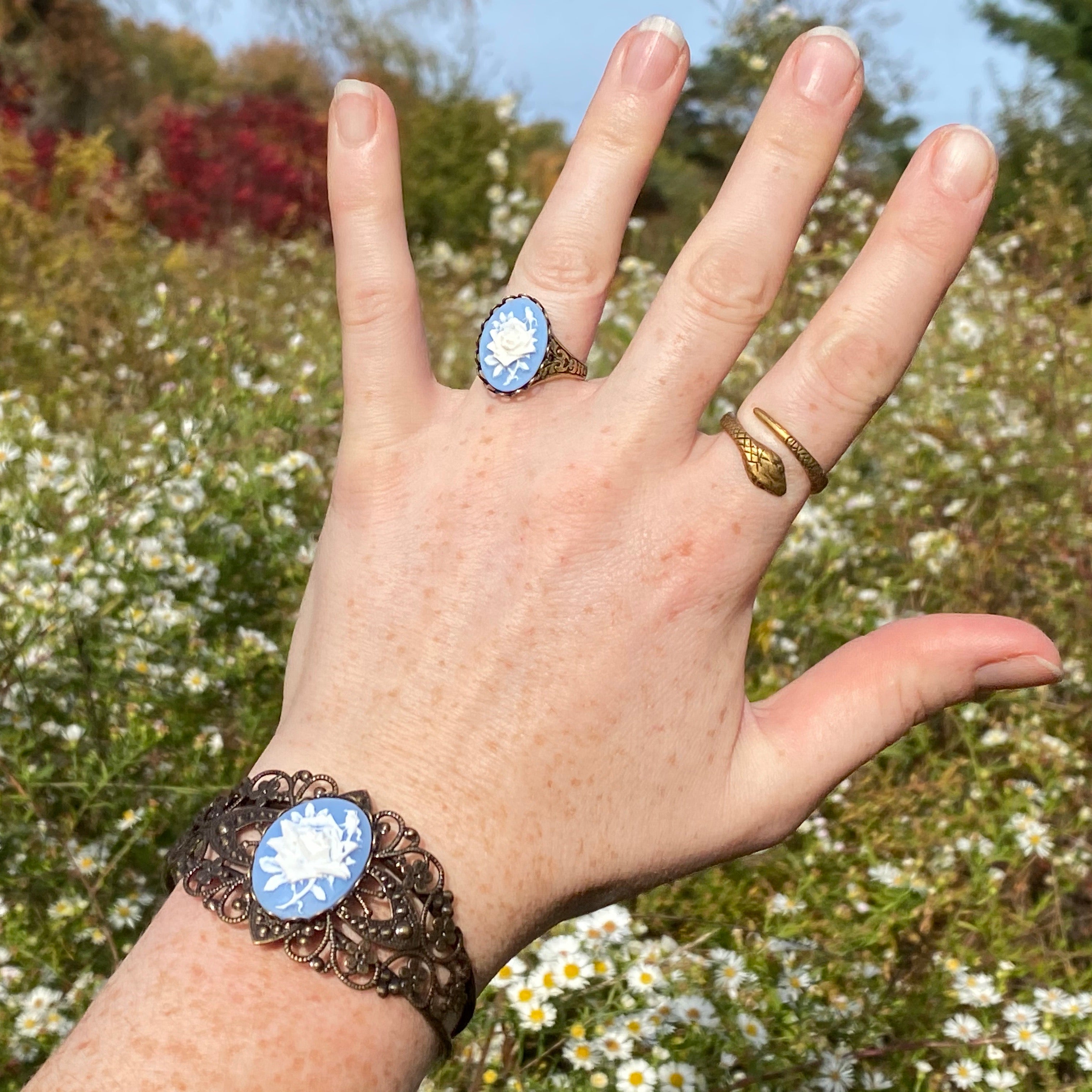 Rose Cameo Cuff Bracelet