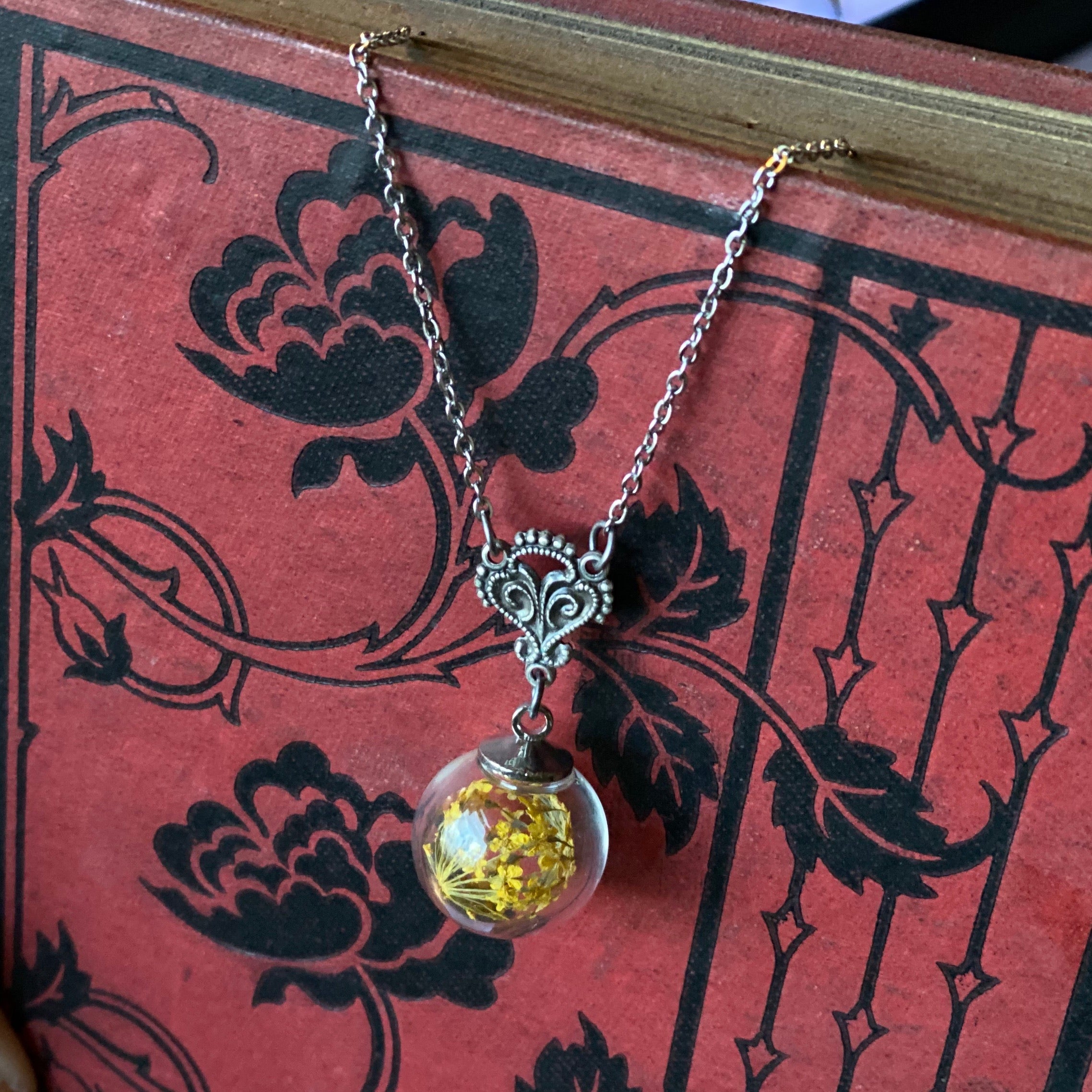 Dried Flower Globe Necklace