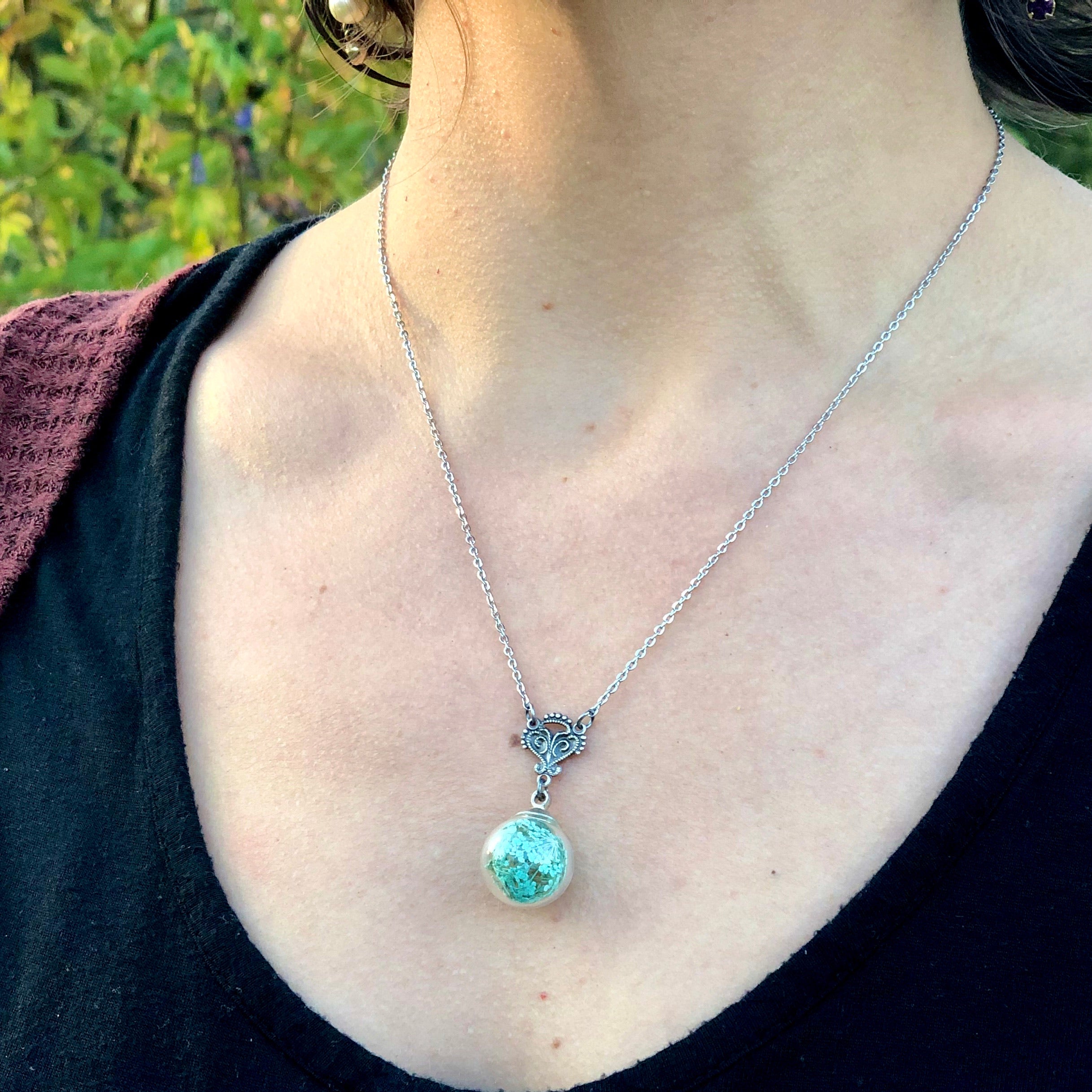 Dried Flower Globe Necklace