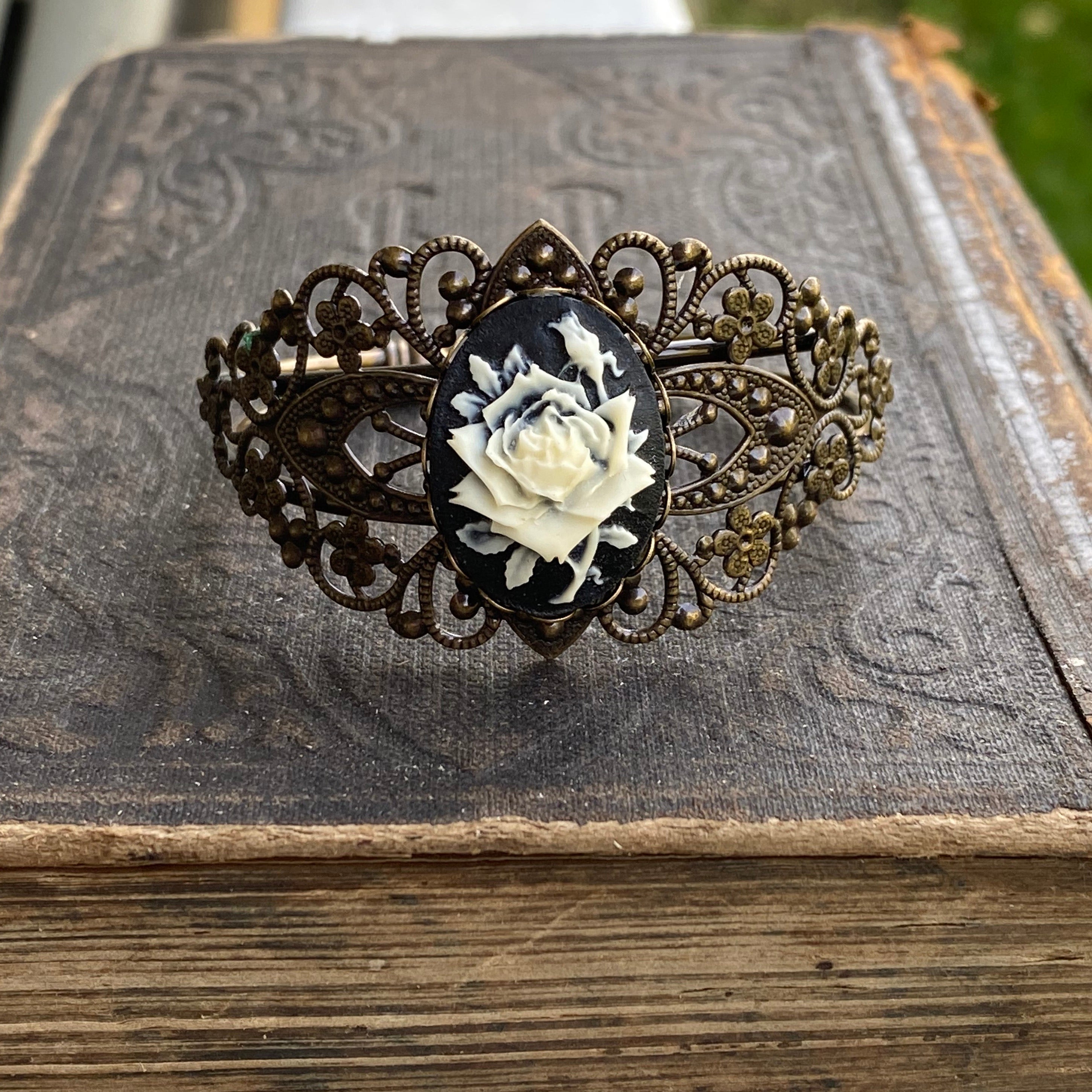 Rose Cameo Cuff Bracelet