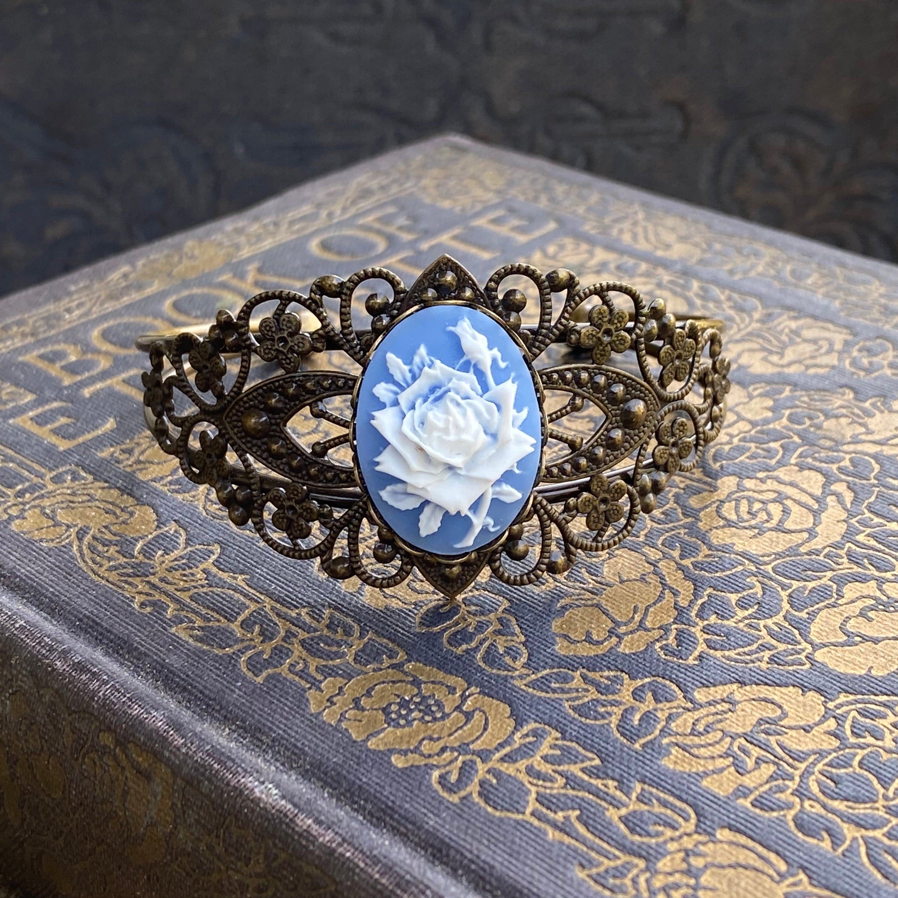Rose Cameo Cuff Bracelet