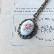 Vintage Rose Cameo Necklace- Pick a Color