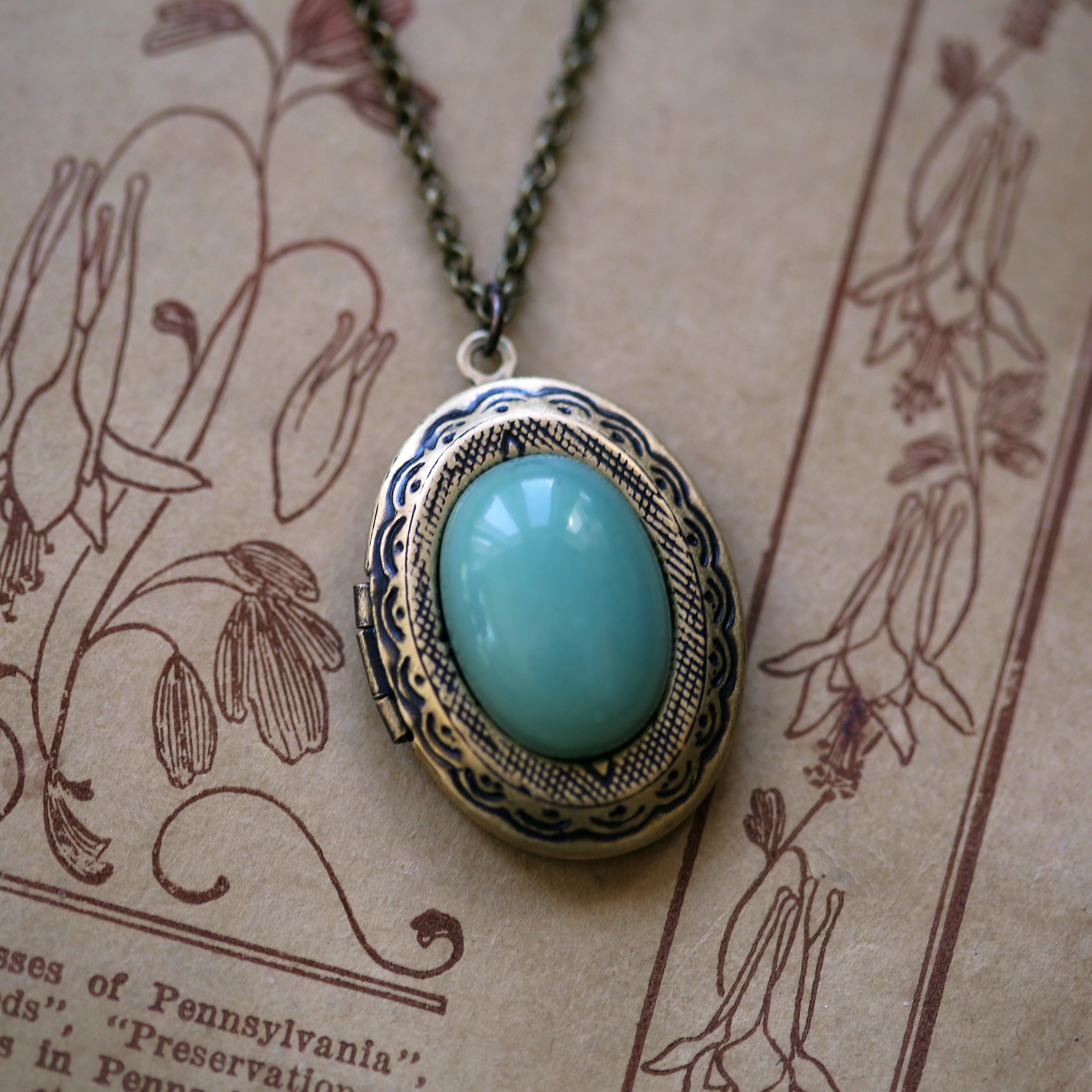 Green Stone Lockets