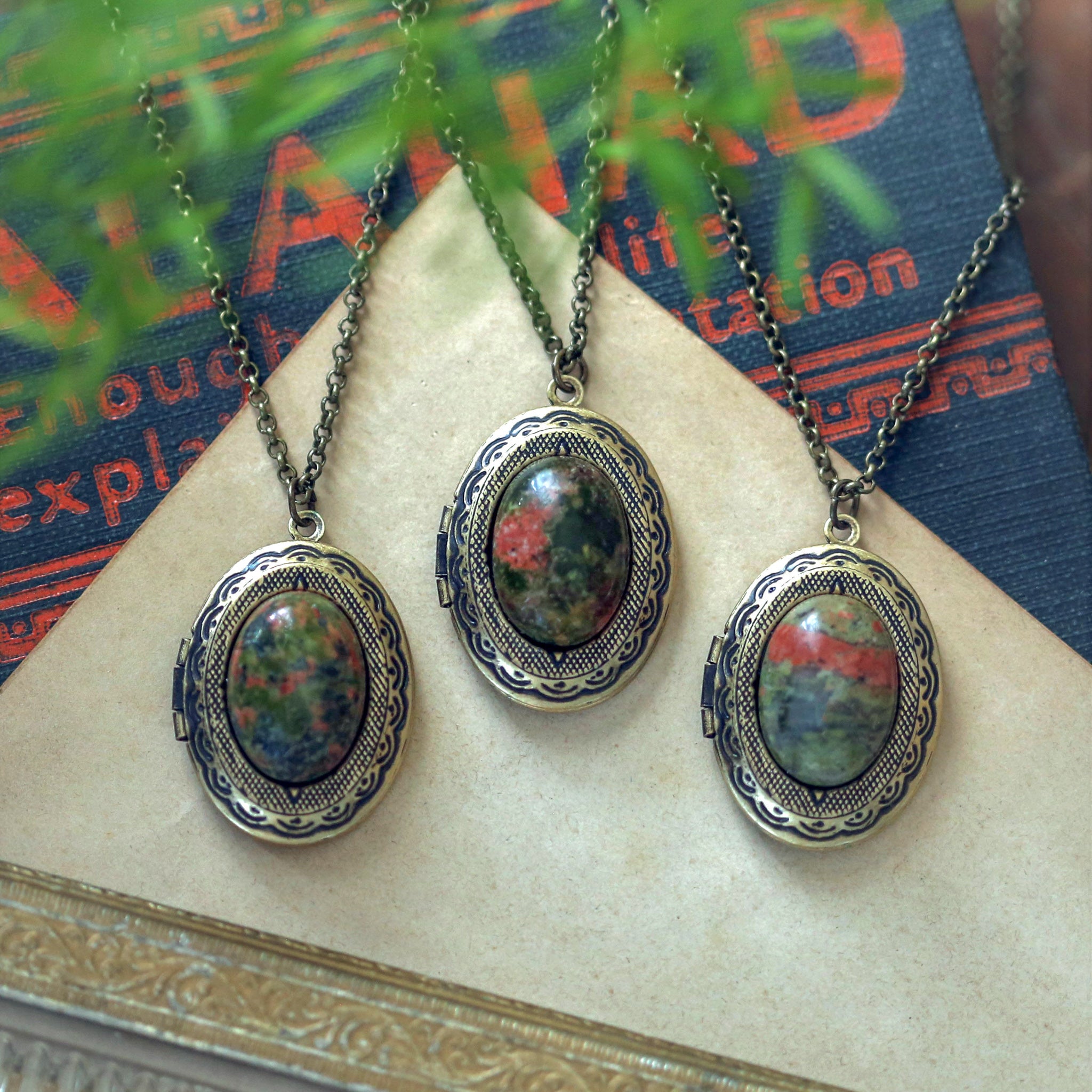 Green Stone Lockets