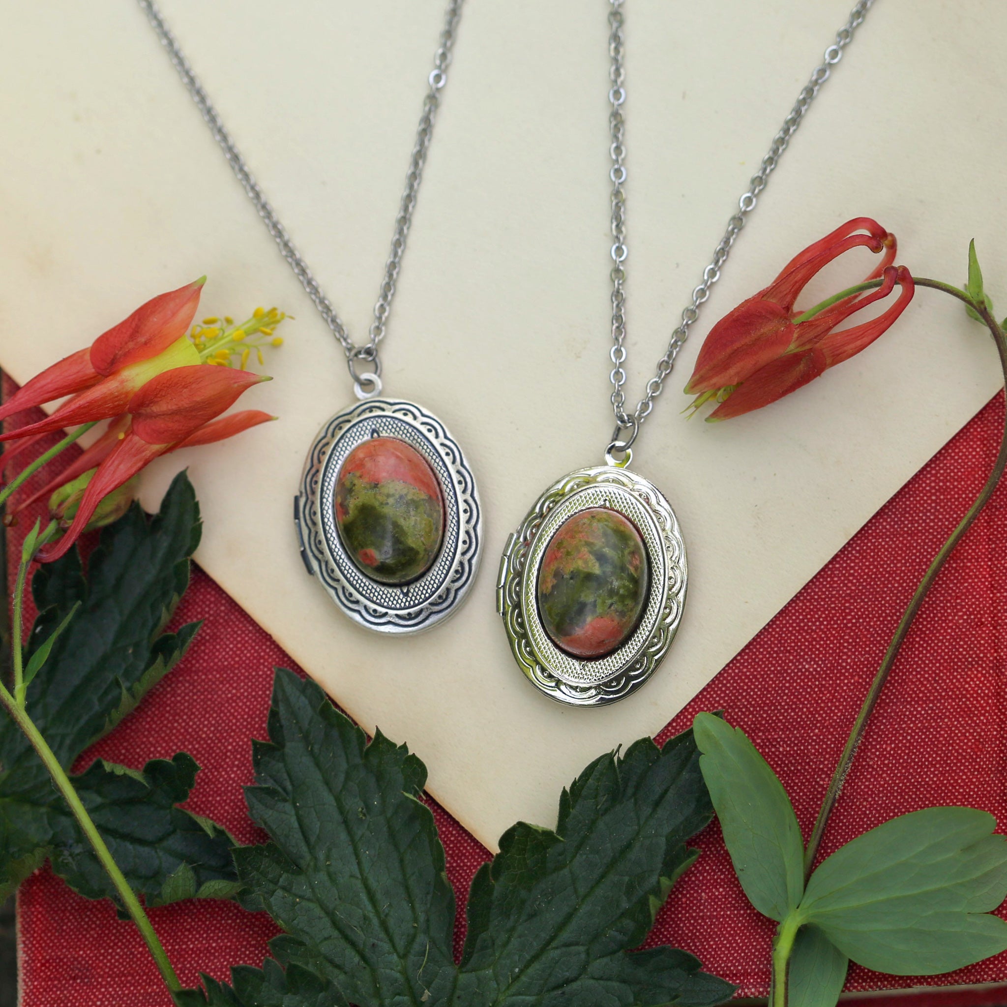 Green Stone Lockets