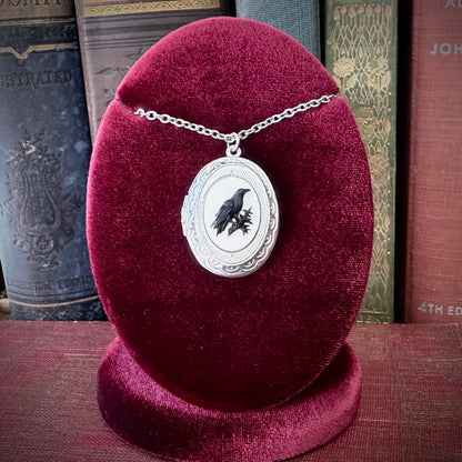 Gothic Raven Locket Necklace