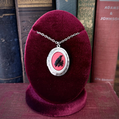 Gothic Raven Locket Necklace