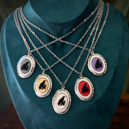 Gothic Raven Locket Necklace