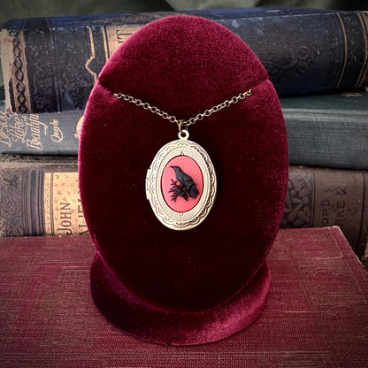 Gothic Raven Locket Necklace